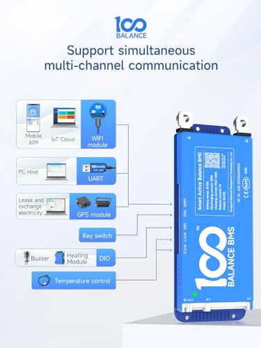 100BALANCE 80A 4S-8S Smart BMS Srandard Version with Active Balancer and Build-in Bluetooth APP/UART for Lithium Battery NCM/LFP/LTO Pack