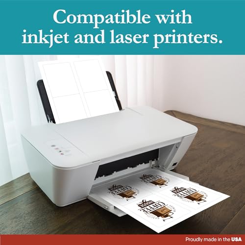 Premium Label Supply White Sticker Mailing/Shipping Labels – 3.5" x 5" – Laser/Inkjet Compatible – (4 per Sheet), 25 Sheets - 100 Total Adhesive Labels