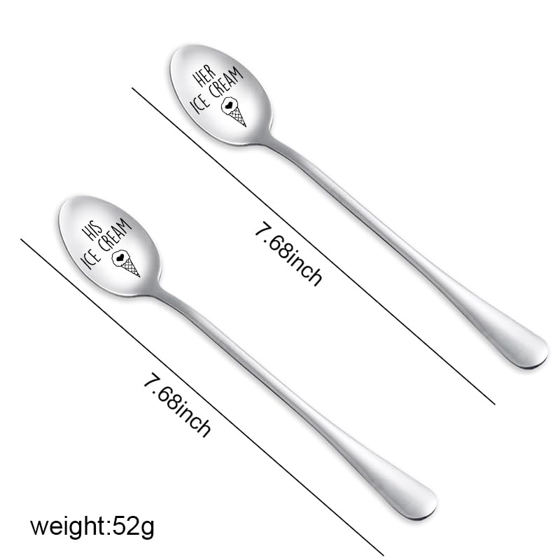 Funny Couple Gifts Spoon for Him and Her Wedding Gifts for Husband Anniversary Day Gift for Her Wife Girlfriend Birthday Gifts from Boyfriend Christmas Gifts for Ice Cream Lovers Bday Gift Ideas