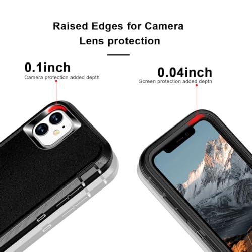 Paprose for iPhone 11 5G Case,3 in 1 Heavy Duty Shockproof/Dropproof[2 pcs Screen Protector] Military Protection Full Body Rugged Defender Durable Case for Apple iPhone 11 6.1 inch,B-Red/Black