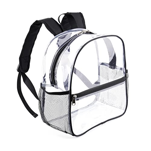 Fomaris Clear Backpack for Stadium Events 12x6x12 Clear Stadium Backpacks for Women, Small Transparent Bag for Sports Concert Festival (Black)