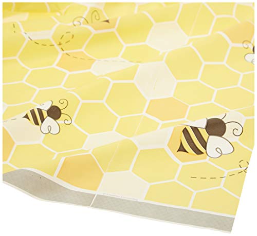 Creative Converting Bumblebee Baby Plastic Tablecloth, 54" x 102", Multi-color