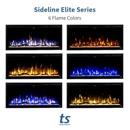 Touchstone Forte Elite Smart WiFi-Enabled Electric Fireplace - 40" Wide/26.6" Tall - in-Wall Recessed - 60 Color Combinations - 1,500W Heater - Log, Crystals & Driftwood - 80052