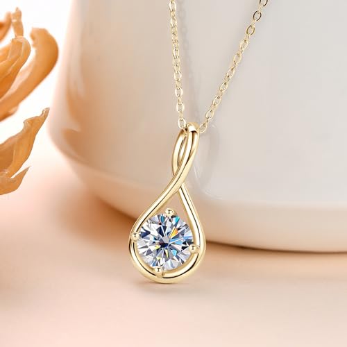 AINUOSHI Moissanite Necklace for Women, 3 Stone Lab Created Diamond D Color VVS1, Infinity Pendant, 925 Silver Chain, Anniversary/Birthday Gift