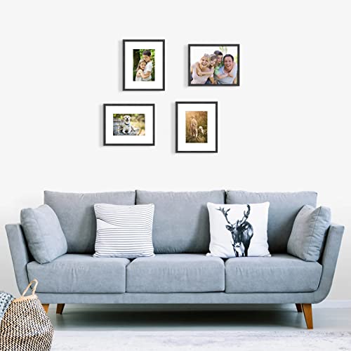 ATOBART 11x14 Picture Frame, OAK Wood Photo Frame 8x10 with Mat or 5x7 with 2 Mat with Perspex Glass for Vertical or Horizontal Tabletop Wall Display for Photo, Painting, Poster, Set of 2