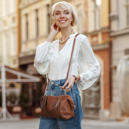 HESHE Leather Purses for Women Shoulder Handbag Designer Bags Cross Body Purse Women’s Satchel Bag Totes (Black)