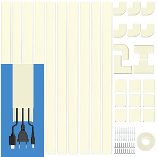 Cord Cover Wall Raceway Kit - 157" Cable Concealer, Wire Hiders for TV Wall Mounting and Wire Management, Beige