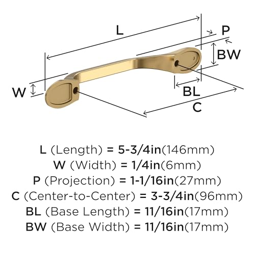 Amerock BP21938CZ Champagne Bronze Cabinet Pull | 6-5/16 inch (160mm) Center-to-Center Cabinet Hardware | Ravino | Furniture Hardware | Drawer Pull