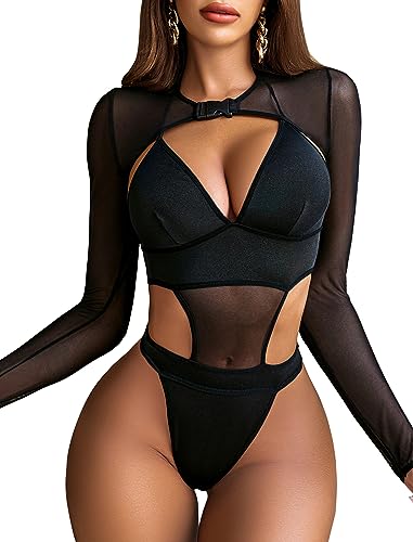 Avidlove Festival Bodysuit Rave Outfits for Women Buckle Shrug Crop Top for Club Party