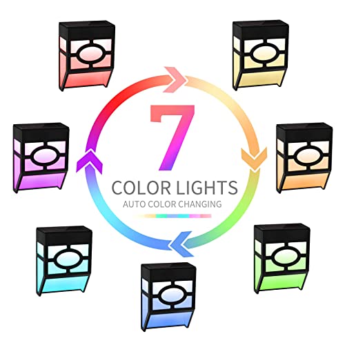 Otdair Solar Lights Outdoor, 2Modes Decorative LED Solar Fence Lights Waterproof, Solar Deck Lights for Deck, Fence, Patio, Yard, Pathway, Front Door, Cold White/Multicolour Changing, 8 Pack