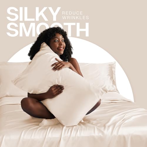 MR&HM Satin Pillowcase for Hair and Skin, Silk Satin Pillowcase 2 Pack, Standard Size Pillow Cases Set of 2, Silky Pillow Cover with Envelope Closure (20x26, Navy Blue)