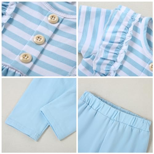 CARETOO Girls Clothes Outfits, Cute Baby Girl Floral Short Sleeve Pant Set Flower Ruffle Top