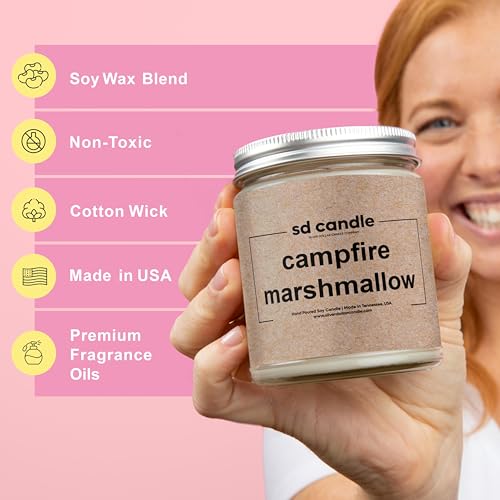 Campfire Marshmallow Scented Candle - 9oz Natural Eco-Friendly Handmade Soy Wax Candle by Silver Dollar Candle Co.