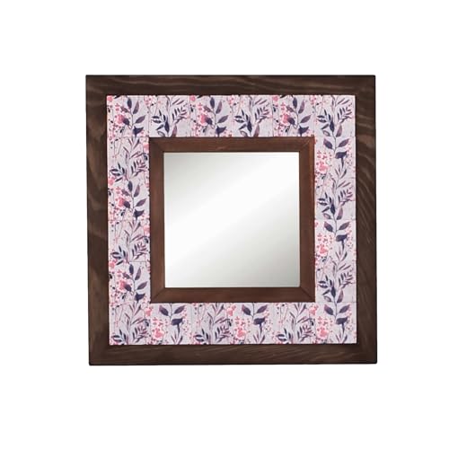 Handcrafted Natural Stone Mirrors with Solid Wood Frame, FLORAL Patterns