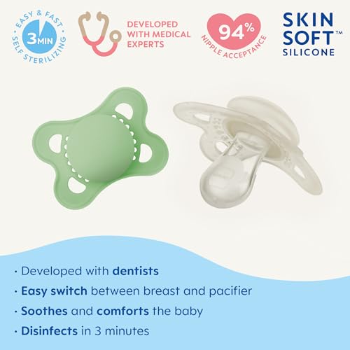 MAM Original Matte Baby Pacifier, Nipple Shape Helps Promote Healthy Oral Development, Sterilizer Case, 2 Pack, 0-6 Months, Unisex,2 Count (Pack of 1)