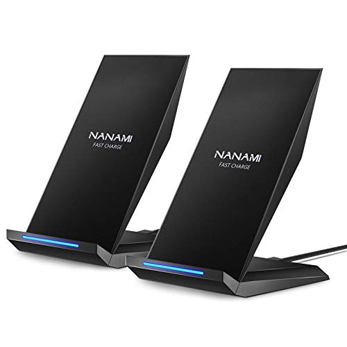 Fast Wireless Charger, [2 Pack] NANAMI Qi Certified Wireless Charging Stand Compatible iPhone 16/16 Pro/16 Pro Max/15/14/13/12/11 Pro, Phone Charger for Galaxy S24/S23/S22/S21/S20 and Qi-Enabled Phone