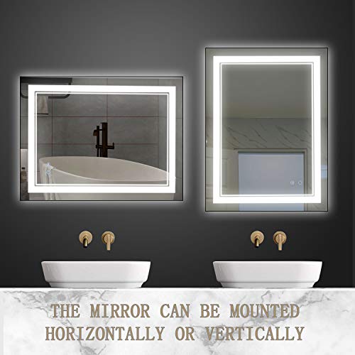 24" x 30" LED Bathroom Mirror LED Wall-Mounted Anti-Fog Mirror Bathroom Mirror with Lights LED Vanity Mirror Dimmable Lighted Bathroom Mirror