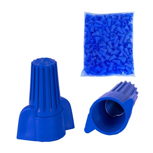 ZONE INDUSTRY CORP. 100 PCS, Electrical Insulating Winged Wire Connectors, Metal Spring Terminal Nuts, Winged Caps for Quick Connection, AWG14-6, Blue