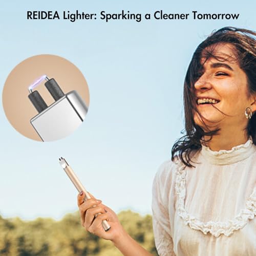 REIDEA Lighter S4 Pro Candle Lighter, Electric Lighters USB Rechargeable with Safety Switch Button and Power Indicator for Fireworks and BBQ Cooking, Fireworks, Family Use and Camping, Christmas