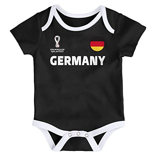 Outerstuff Unisex Kids FIFA World Cup 3 Piece Onesie Baby and Toddler T Shirt Set, Red-White-White, 6-9 Months US