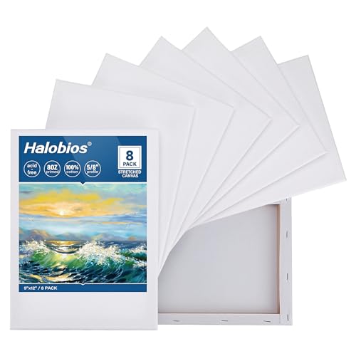 Halobios 3 Packs Blank Canvases for Painting with 11x14 Inch, 5x7 Inch, 8x10 Inch Canvas, Stretched Canvases for Acrylics,Oils & Other Painting Media, 5/8 Inch Profile 100% Cotton Artist Framed Canvas