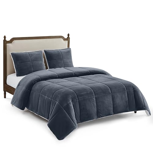 UGG 00519 Blissful Full-Queen Comforter Set Ultra Soft Velvety Flannel Oversized Comforter and Pillow Machine Washable Soft Cozy Bedding Queen Size Blanket Set for Bedroom Accent, Full/Queen, Imperial
