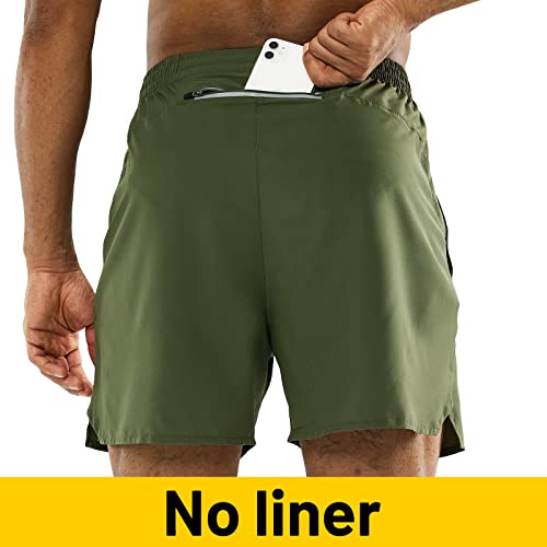 MIER Men's Running Athletic Shorts 5 Inch Inseam with Pockets Quick Dry Gym Fitness Workout Shorts, Moss Green, S