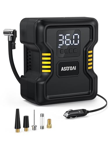 AstroAI Tire Inflator Air Compressor Portable 150PSI Metal Cylinder Fast Inflation Pump 12V DC with LED Light for Cars, Bicycles, Other Inflatables, Car Accessories JY21P160-12