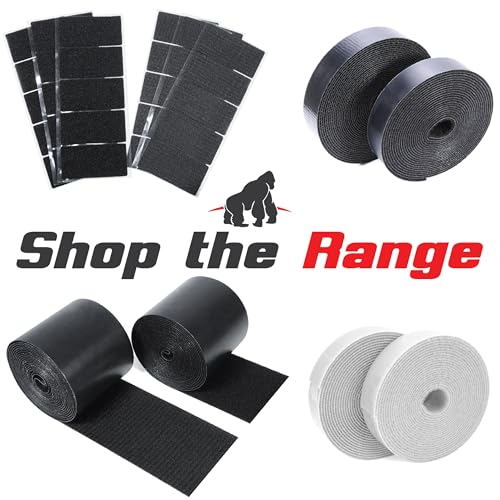 Self-Adhesive Hook and Loop Tape Strips - 1 x 4 inch Wide Straps - Heavy Duty Sticky Back Tape Fastener - 15 Strips (Black)