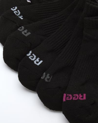 Reebok Girls' Low Cut Performance Socks - 12 Pack Cushion Comfort No Show - Breathable Active for Girls (4-10), Size Medium, All Black