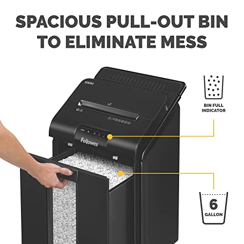 Fellowes AutoMax Micro-Cut 100M Commercial Office Auto Feed 2-in-1 Paper Shredder with 100-Sheet Capacity