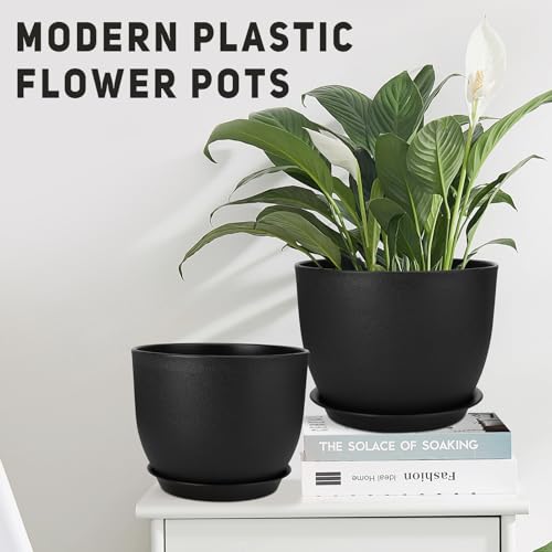 YNNICO Plant Pots 12 10 9 Inch Set of 3, Flower Pots with Multi Mesh Drainage Holes, Large Planters for Indoor Outdoor Garden Plants and Flowers