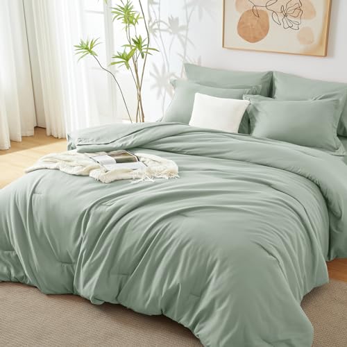 CozyLux Full Comforter Set Beige, 7 Pieces Bed in a Bag Soft Bedding Comforter Set with Sheets, All Season Boho 7PC Bed Sets with Comforter, Fitted Sheets, Flat Sheets, Pillow Shams and Pillowcases