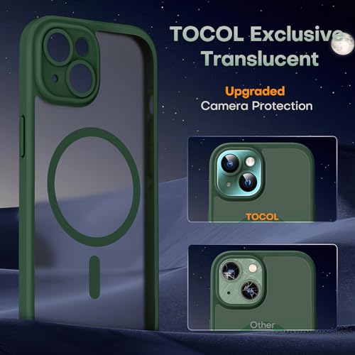 TOCOL 3 in 1 Magnetic for iPhone 15 Case, Upgraded [Full Camera Protection] [Compatible with Magsafe] [15FT Military Grade Protection] Bumper for iPhone 15 6.1 Inch, Black