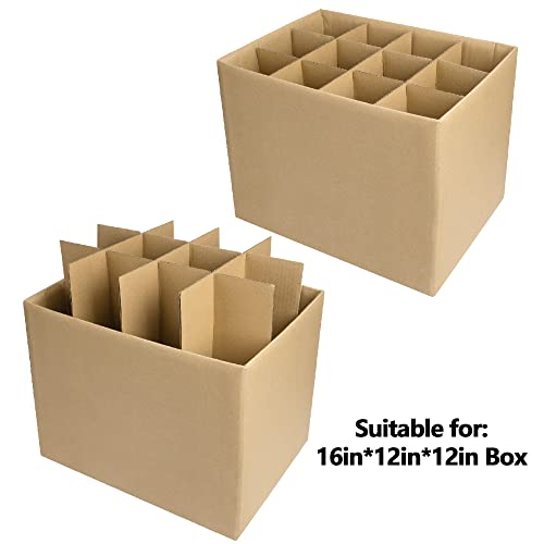 codree 3 Sets Glass Packing Kits- Glass Dividers for Moving Boxes- Glassware Dish Packing Boxes Corrugate Dividers with 36 pcs Foam Pouches Fits 16x12x12 Inch Box (Box Not Included)
