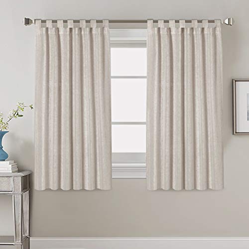 H.VERSAILTEX Linen Curtains Linen Blended Curtains Tab Top Window Treatments Panels Drapes for Living Room Bedroom, Elegant Energy Efficient Light Filtering Curtains (Set of 2, 52" x 96", Stone Blue)