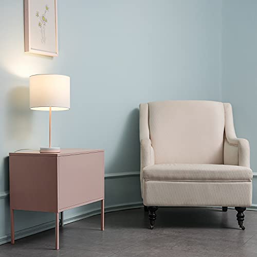 Globe Electric 67531 Lila 19" Table Lamp, Blush Pink, Matte White Accents, White Linen Shade, On Off Switch on Socket