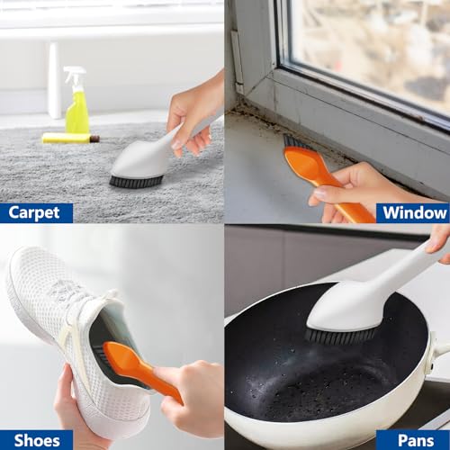 MGVK Scrub Brush, Cleaning Brush Set, Multifunctional 3 in 1 Scrub Brush with Handle, Household Cleaning Brush for Cleaning Bathroom, Shower, Tile, Kitchen, Floor, Bathtub, Carpet