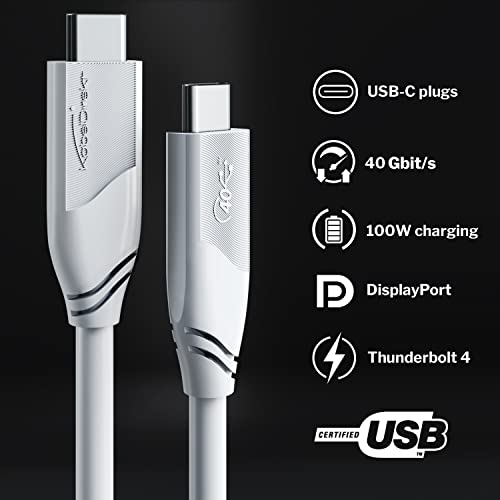 8K USB C Cable, All-Purpose – USB4, Officially Certified – 3ft (transfers Data and 8K Video at 40Gbps, 100W Charging Power, Universal Data/Charging/Monitor Cable, White) by CableDirect