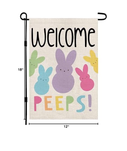 Welcome Easter Garden Flag Double Sided Vertical 12×18 Inch Bunny Banners Spring Yard Outdoor Farmhouse Decoration DF019