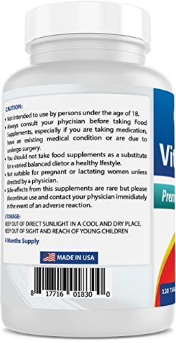 Best Naturals Vitamin b6 200mg for Adults, 120 Tablets (120 Count (Pack of 1))