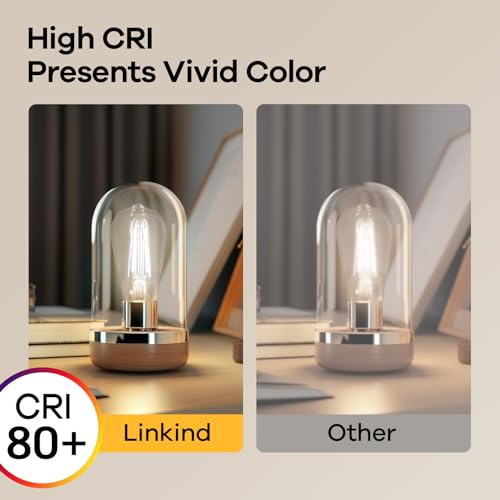 Linkind E12 Candelabra LED Light Bulbs 60W Equivalent, B11 Dimmable Chandelier Light Bulbs, 4.5W Clear Glass Vintage Edison Filament Candle Bulbs, Soft White 2700K 500lm, Ceiling Fan Bulb, 12 Packs