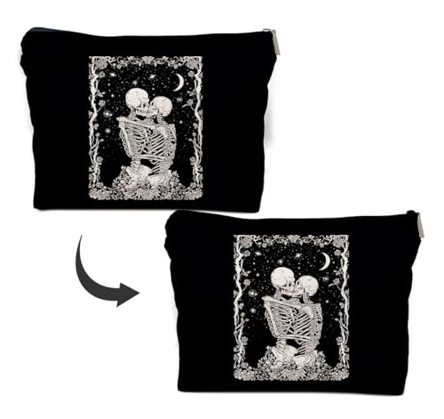 IWXYI Skeleton Pouches,Gothic Skeleton Makeup Bags,Skeleton Skull Makeup Bags With Zipper,Skeleton Skull Gothic Makeup Bag Zipper Pouch Travel Toiletry Gifts For Women,Skull Gifts