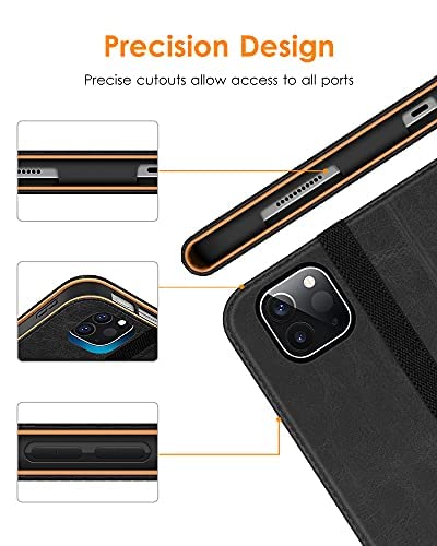 DTTO Premium Synthetic Leather iPad Case, Protective Cover for iPad Pro 11 Inch and iPad Air 4, Auto Wake/Sleep Function, Built-in Hand Strap, Front Document Card Pocket