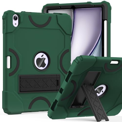 Cantis Case for iPad Air 11-inch M2 (2024), iPad Air 5th Generation (2022)/ iPad Air 4th Gen (2020) 10.9 Inch, Heavy Duty Shockproof Rugged Protective for iPad Air Case, Alpine Green+Black