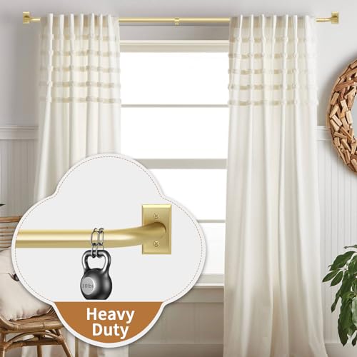ZYRW Gold Wrap Around Curtain Rod for Windows 28-48 Inches, Room Darkening Drapery Rod, Heavy Duty Blackout Curtain Rod, Modern Decorative Curtain Rod, Gold