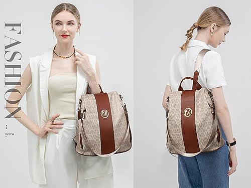 MKP COLLECTION Women Fashion Backpack Purse Multi Pockets Anti-Theft Rucksack Travel Shoulder Bag Handbag Set 2pcs