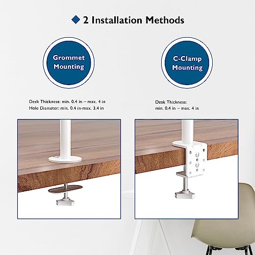 BONTEC Dual Monitor Desk Mount, Monitor Stand for 13–27 Inch LCD LED 2 Monitors, Ergonomic Full Motion Heavy Duty Double Arms Hold up to 22 lbs, VESA 75x75/100x100 mm