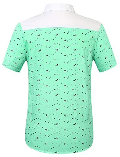 Mens Dress Shirts, Mens Shirts Casual Stylish, Button Up Shirt for Men Cotton Print Pocket Summer Short Sleeve Causal (X-Large, Shrimp)