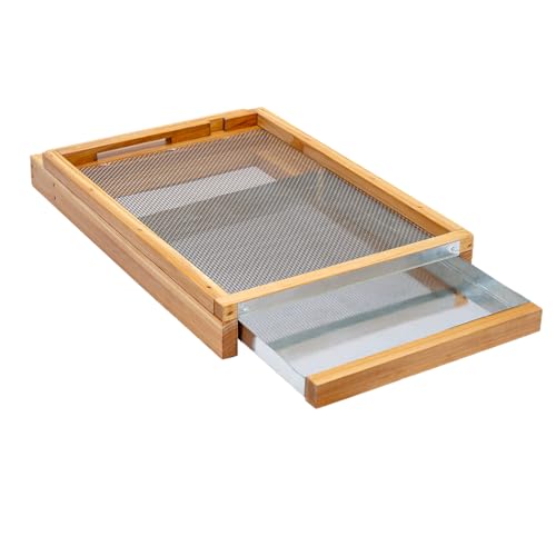 Honey Lake Langstroth Bee Hive Screened Bottom Board Dipped in 100% Beeswax with Entrance Reducer, Screen Bottom Board for Beehive 8 Frame with Solid Wood, Beehive Separated Board Beekeeping Supplies